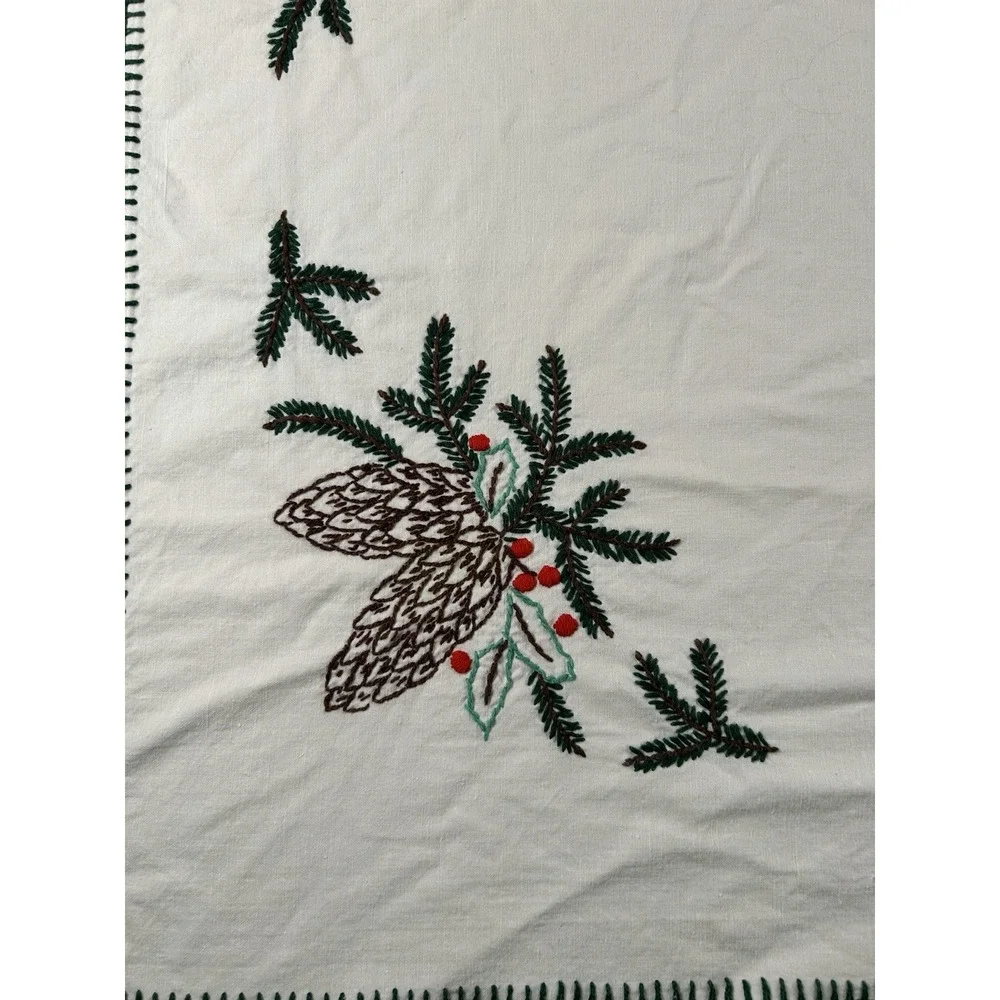 Vintage Embroidered Christmas Table Scarf 30